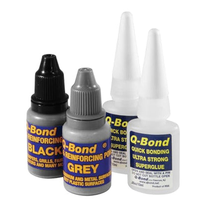 K Tool International 90002 Q Bond Ultra Strong Adhesive Kit for Garages, Repair Shops and, DIY, Repairs Hard Plastics/PVC/Metals, (2) Adhesive Bottles, (1) Plastic and (1) Metal Reinforcing Powders