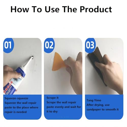 Tokyo Mart Wall Repair Kit, 3 in 1 Repair applicator spackle Wall Repair kit, Wall Mending Agent Repair kit with Scraper, Drywall Hole Repair kit, Wall Repair Paste Waterproof (1)