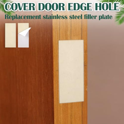 Weysat 8 Pcs 1" x 2-1/4" Door Edge Hole Filler Plates with Double Sided Tapes, Deadbolt Cover Blank Strike Plates for Exterior Doors Lock