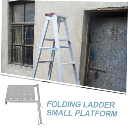 KALLORY Sturdy Iron Work Platform Ladder Tray Folding Platform for Extension Ladders Multi Use Tool Organizer Heavy Duty Construction for Versatile Tasks