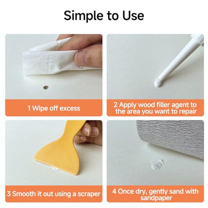 All Purpose Wood Filler, White Wood Putty Repair for Holes, Quickly Restore Any Broken and Defective Wooden Furniture, Door Frame Repair Kit Stainable (5.29oz/150g) - size: 150g