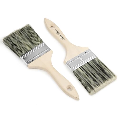 Bates- Double Thick Chip Paint Brush, 3 Inch, 2 Pack, Wooden Handle, Flat Paint Brushes for Walls and Trim, Synthetic Bristles