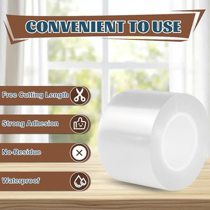 Window Sealing Tape 2 Inch x 16.5 FT Transparent Weather Stripping Residue-Free Clear Window Insulation Caulk for Windows ac Insulation Shower Glass Gaps Tape Door Windproof (2 Inch x 16.5FT) - style: 2 Inch x 16.5FT