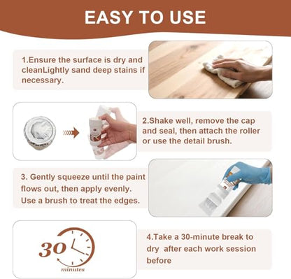 White Paint, Touch-Up Paint for Furniture, Cabinets, Wood, Metal No Sanding, Fast Drying, Water Based Multi Surface, 6.35 oz - color: White