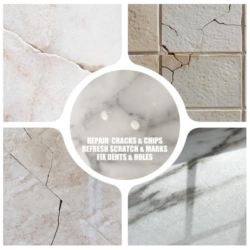 Tile Repair Kit - Porcelain Repair Kit for Repairing Scratches, Chips, Dents, Hole on Bathtub and Shower Tray, Ceramic Repair Filler for Acrylic, Fiberglass, Perfect Restoration of Marble Countertop