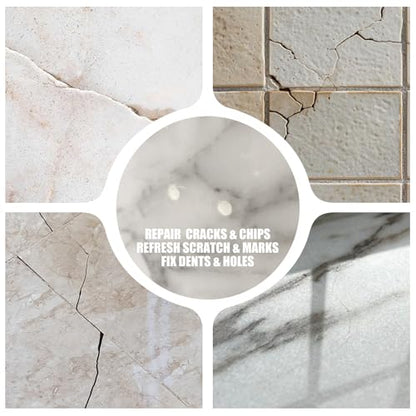 Tile Repair Kit - Porcelain Repair Kit for Repairing Scratches, Chips, Dents, Hole on Bathtub and Shower Tray, Ceramic Repair Filler for Acrylic, Fiberglass, Perfect Restoration of Marble Countertop