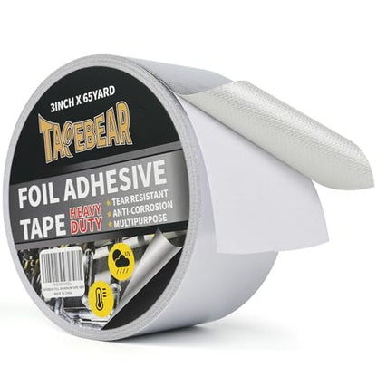 TAPEBEAR Heat Shield Tape Aluminized Fiberglass Cool Tape 3inch x 65Yards, Self-Adhesive Reflective Thermal Barrier Tape Heat Resistant for Air Dryer Vent, HVAC, Heating Unit, Auto, Pipe, 196Ft - size: 3inch x 65yard