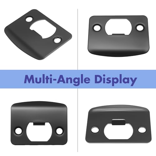 EATAKWARD 12 PCS Door Strike Plate, Matte Black Deadbolt Strike Plate (Rounded Corners with Screws) - style: Rounded Corners with Screws