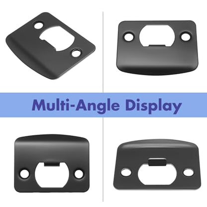 EATAKWARD 12 PCS Door Strike Plate, Matte Black Deadbolt Strike Plate (Rounded Corners with Screws) - style: Rounded Corners with Screws