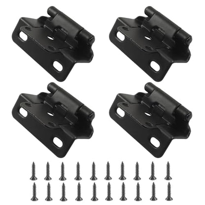 4 Pack (2 Pair) Black 1/2" Overlay Cabinet Hinges, Partial Wrap Self Closing Kitchen Cabinet Hinges Semi Hidden Cupboard Hinges with Screws - color: Black