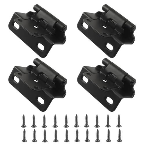 4 Pack (2 Pair) Black 1/2" Overlay Cabinet Hinges, Partial Wrap Self Closing Kitchen Cabinet Hinges Semi Hidden Cupboard Hinges with Screws - color: Black