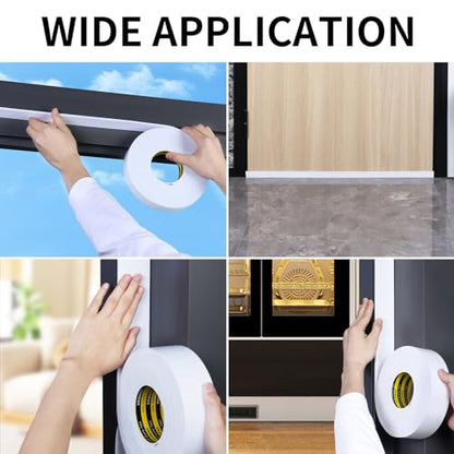 Single-Sided Adhesive EVA Foam Tape 2in x 16.4FT,White Foam Weather Stripping,Door Seal & Window Insulation Tape,Waterproof Sound Proof Seal Strip for Doors,Windows,Garage Door & Gap Sealing - size: 2in x 16.4FT
