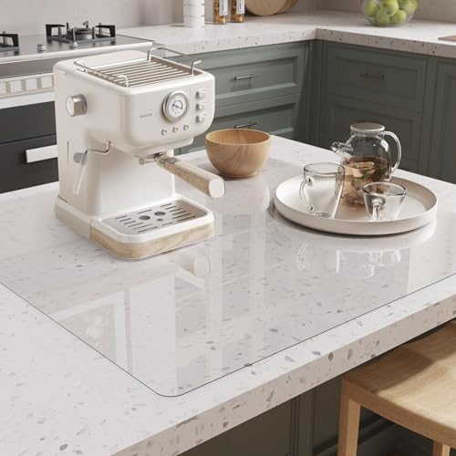 Clear PVC Mat 3x3ft, 2mm Thick Soft Vinyl Mat for Countertop, Table or Hard Floor, Scratch-Resistant, Waterproof, Easy to Clean, High-Resilience（36x36 inch - color: Transparent (Upgraded ), size: 3'×3'（36x36 inch) (Rectangular)