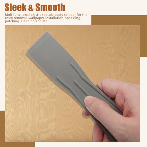 6pcs Flexible Plastic Putty Knife Set - 1.5 Inch Wide Scraper for Wall Repair, Spackling, Drywall Taping & Painting Projects (Grey)