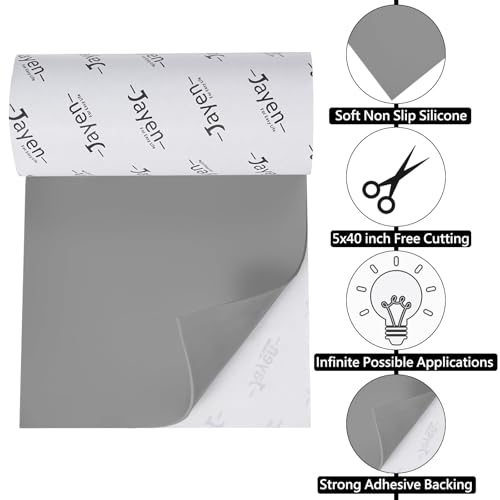 Non Slip Self Adhesive Silicone Cuttable Furniture Pads - 5x40 inch Versatile Non-Slip Silicone Pads for Variety of Objects, Appliances and Furniture - color: 5x40 Grey