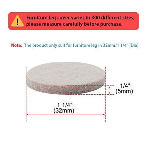 uxcell 36pcs Furniture Pads Round 1 1/4" Self-stick Non-slip Anti-scratch Felt Pads Cabinet Closet Feet Floor Protector Beige
