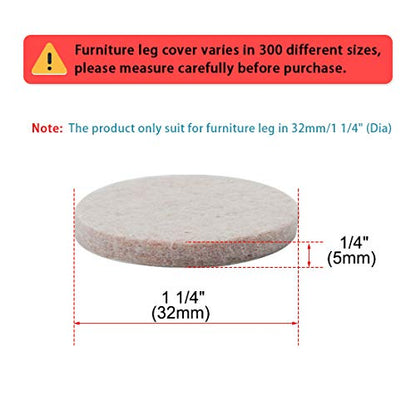 uxcell 36pcs Furniture Pads Round 1 1/4" Self-stick Non-slip Anti-scratch Felt Pads Cabinet Closet Feet Floor Protector Beige