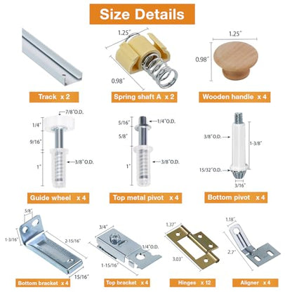 Bifold Door Hardware Kit, 2-Pack 48-Inch Bi-fold Closet Door Track Kit Bifold Closet Door Hardware Kit Folding Door Hardware Repair Replacement Tool Kit - size: 48 Inch