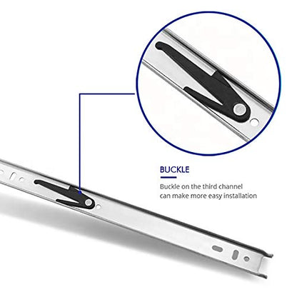 10 Pairs of 18 Inch Hardware 3-Section Full Extension Ball Bearing Side Mount Drawer Slides,100 LB Capacity Drawer Slide - size: 18 Inch
