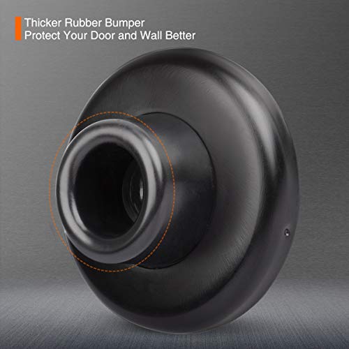 5 Pack Concave Wall Door Bumper Stop Black – 2-1/2” Outside Diameter Stainless Steel Cover with 1-1/8” Black Rubber Bumper – Easy to Install with Screw - color: Concave-Black, size: 5 Pack