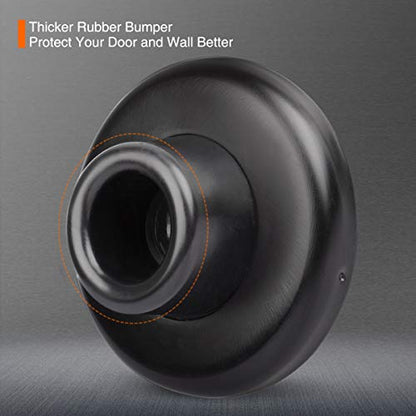 2 Pack Concave Wall Door Bumper Stop Black – 2-1/2” Outside Diameter Stainless Steel Cover with 1-1/8” Black Rubber Bumper – Easy to Install with Screw - color: Concave-Black, size: 2 Pack