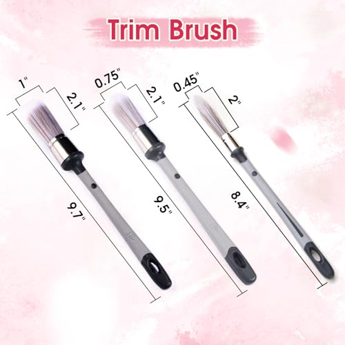 Trim Paint Brushes, 3 Packs with 0.45/0.75/1 Inch Paint Brushes for Walls, Touch Up Brushes, Small Paint Brush for House Wall Edges, Trim Painting Brush