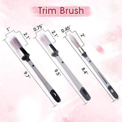 Trim Paint Brushes, 3 Packs with 0.45/0.75/1 Inch Paint Brushes for Walls, Touch Up Brushes, Small Paint Brush for House Wall Edges, Trim Painting Brush