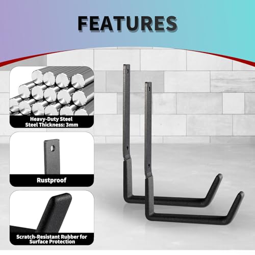 Heavy Duty Steel Garage Hooks, Garage Storage Utility Hooks, Garden Tool Organizer, Steel Wall Mount Hooks, (6, Large) - size: Large