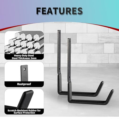 Heavy Duty Steel Garage Hooks, Garage Storage Utility Hooks, Garden Tool Organizer, Steel Wall Mount Hooks, (6, Large) - size: Large