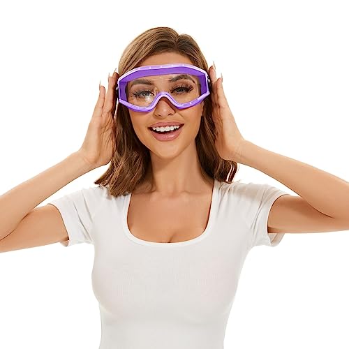 UKNOW Safety Goggles Over Glasses - Anti-Fog Clear Lens - ANSI Z87.1 Certified Eye Protection for Lab Work, Industrial Use - color: Violet
