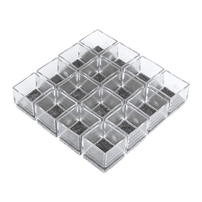 Anwenk 1''x1" Square Chair Leg Floor Protectors with Felt Pads 1inch 1 in Square Table Leg Protectors Chair Leg Caps Small, 16Pack,Clear - color: 16pack 1"x1"feltpad