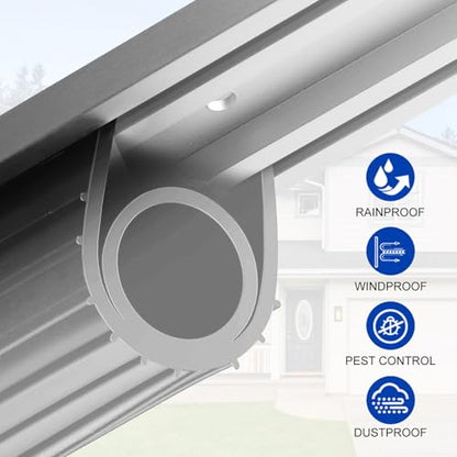 DGSL Garage Door Seals Bottom Rubber，Weather Stripping Sealing Strip Replacement, Universal Weatherproof Threshold Buffering (Grey, 16Ft) - color: Grey-Aluminum Track, size: 16 Ft
