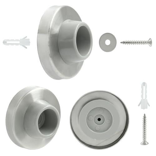 Concave Wall Door Bumper Stop Brushed Satin Nickel, 6 Pcs Stainless Steel Door Stoppers Wall Protector Door Stops, Round Rubber Door Knob Stoppers Wall Protector