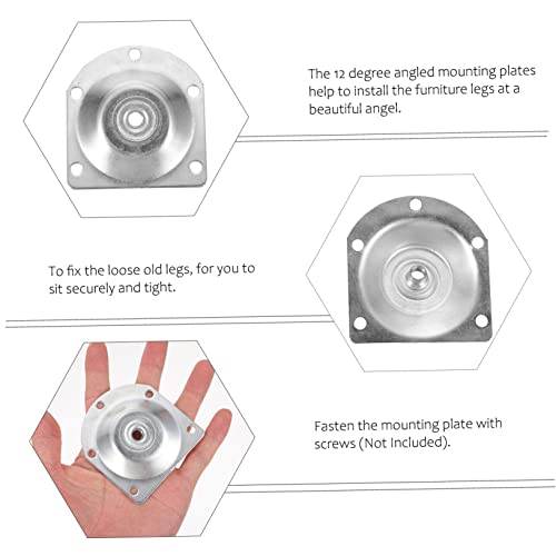 Sofa Leg Mounting Plate Sets 8pcs Furniture Accessories 12 Degree Slanted Plates - color: Silver