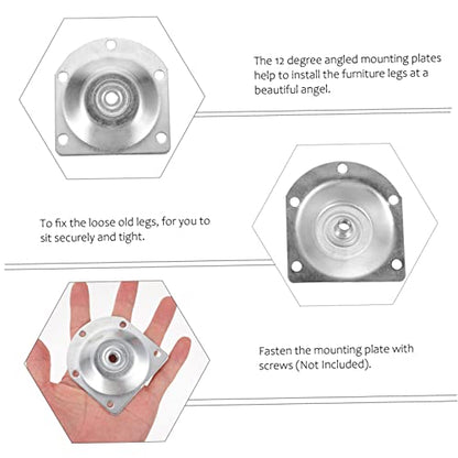 Sofa Leg Mounting Plate Sets 8pcs Furniture Accessories 12 Degree Slanted Plates - color: Silver