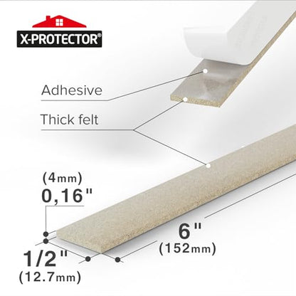 X-Protector Felt Furniture Pads - 20 PCS 6 x 1/2" - Premium Felt Strips with Adhesive Backing - Rectangular Furniture Pads for Hardwood Floors - Cut Furniture Felt Pads to Size You Need! (Beige) - size: 6 x 1/2" 20 Beige, Strips
