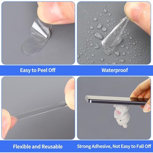 JANYUN 140 Pcs Double Sided Sticky Dots Removable Square Putty Clear Double Sided Tape for Crafts No Trace Sticky Tack Adhesive Tape (8 x 10 mm) - size: 0.31"x0.39" Square