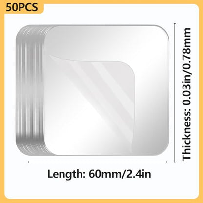 50PCS Heavy Duty Double Sided Adhesive Mounting Square Tape, Waterproof Strong Clear No Residue Removable Tape for Hanging, Wall Mounting, Home Decor & Shower - size: 50Pcs