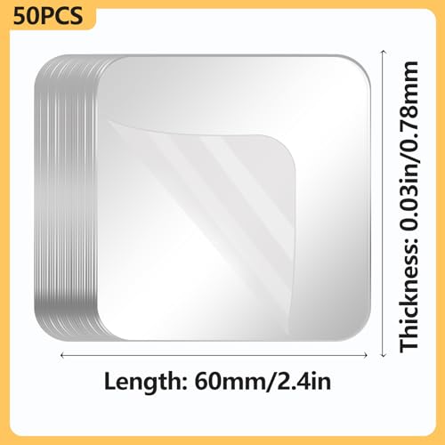 50PCS Heavy Duty Double Sided Adhesive Mounting Square Tape, Waterproof Strong Clear No Residue Removable Tape for Hanging, Wall Mounting, Home Decor & Shower - size: 50Pcs