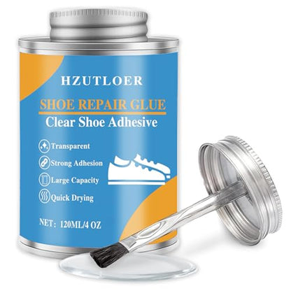 4OZ Shoe Repair Glue with Brush Applicator,Waterproof Strong Clear Shoe Adhesive for Boots, Sneakers,Heels,Leather & Rubber