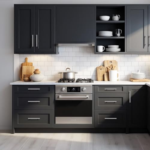 Probrico 5 Pack Hole Centers (128mm) 5inch Polished Chrome Kitchen Cabinet Handles Stainless Steel Polished Chrome Cabinet Pulls Round T Bar Pull Handle for Cabinets and Drawers Total Length 7.5inch - color: Polished Chrome, size: Hole Centers: 5"