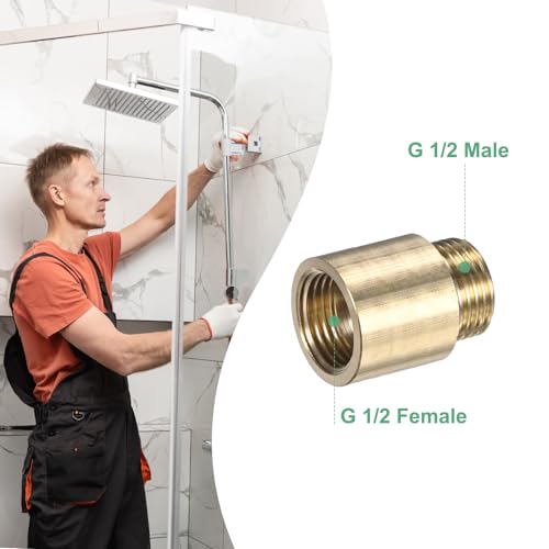 M METERXITY Shower Head Extension Arm, Brass G1/2 Male to Female Extension Pipe Fitting Adapter with PTFE Thread Seal Tape for Shower/Faucet, Pipe Plumbing Coupler 1.18"/30mm 3-Pack - size: 1.18"/30mm