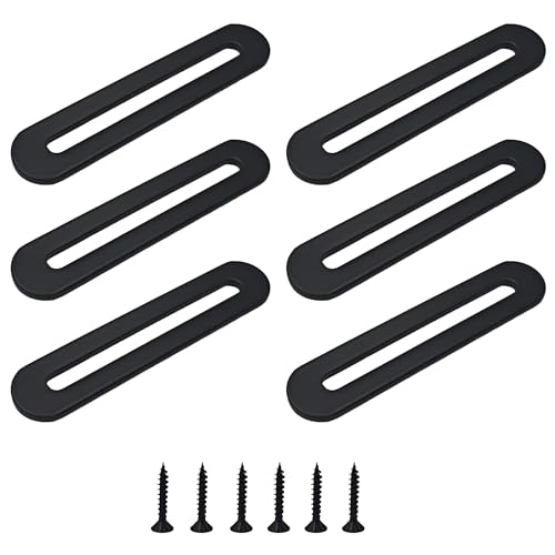 6PCS 90mm/3.54” Adjustable Flat Mending Plate with Slot, Black Stainless Steel Straight Brace Brackets, Flat Fixing Support for Wood Furniture DIY Repair Connector with Screws - size: 90mm/3.54”