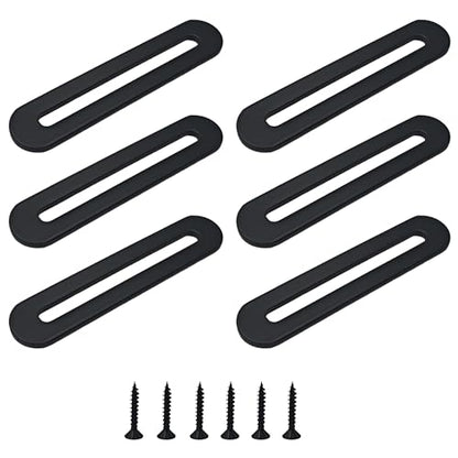 6PCS 90mm/3.54” Adjustable Flat Mending Plate with Slot, Black Stainless Steel Straight Brace Brackets, Flat Fixing Support for Wood Furniture DIY Repair Connector with Screws - size: 90mm/3.54”