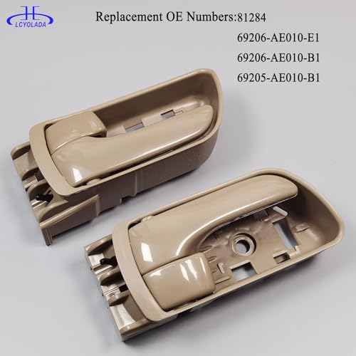 2Pcs Inside Interior Door Handles for Toyota Sienna 2004-2010, Front Left & Right Replaces 69206-AE010-E1,69205-AE010,Beige - color: Beige