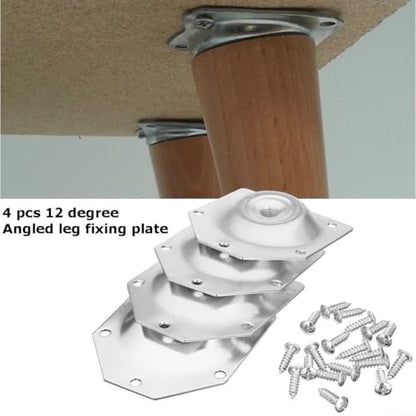 FABULETTA Angled Leg Bracket, Galvanized Iron Furniture Foot Plate with Screws, for 3-4cm Solid Wood Table Chair Bedside Cabinet Assembly Repair Kit