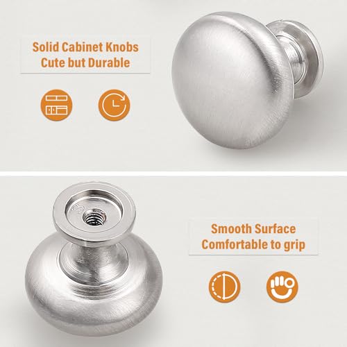 Probrico 5 Pack Cabinet Knobs Hardware,Furniture Round Knobs in Brushed Nickel Finish,1-3/16 inch(29.5mm) Diameter Kitchen Pull Knobs - color: Brushed Nickel