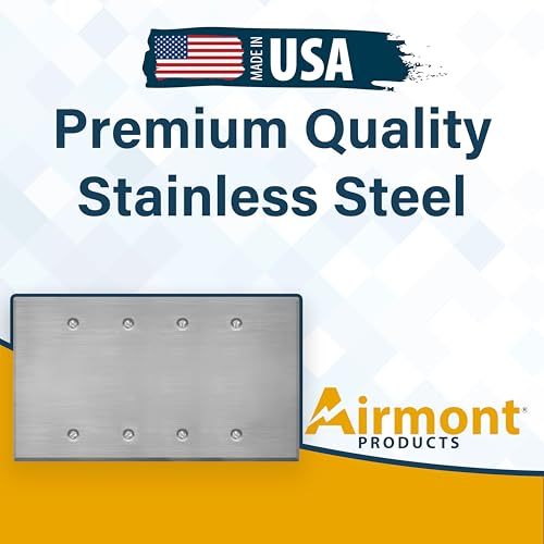 4-Gang Oversized Stainless Steel Blank Wall Plates – 5.5" x 9.5" Rocker Covers for Unused Electrical Boxes | Cover Empty Spaces | 4-Gang Oversized Metal Blank Faceplate - color: Blank Cover, size: 4 Gang