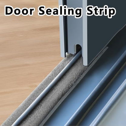 Weather Stripping Door Seal 2 Pack 0.4in Thick x 0.4in(W) x 33FT,Grey Brush Self Adhesive Brush Seal Tape for Door Window Draft Stopper Noise Blocker Sliding Door - size: 2 Pack 0.4"x 0.4" x33FT