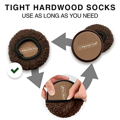 Furniture Sliders X-PROTECTOR - 8+8 Pack 3 1/2” - Brown Multi-Surface Furniture Sliders for Carpet & Hard Floors - 8 Furniture Movers for Carpeted Floors and 8 Hardwood Socks - Move Furniture Easily! - size: 8+8 Pack 3 1/2 in (Brown)